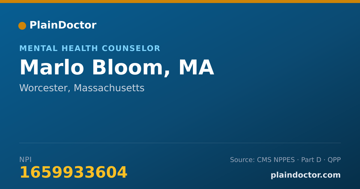 Shareable card for Marlo Bloom, MA - Mental Health Counselor, Worcester, MA