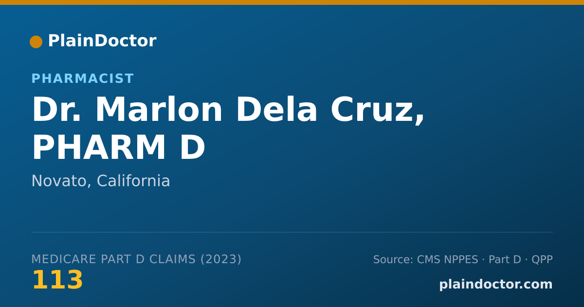 Shareable card for Marlon Dela Cruz, PHARM D - Pharmacist, Novato, CA