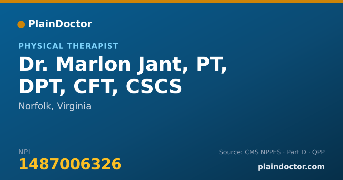 Shareable card for Marlon Jant, PT, DPT, CFT, CSCS - Physical Therapist, Norfolk, VA