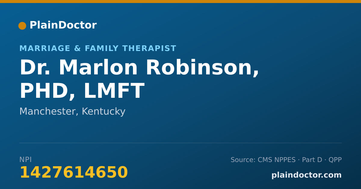 Shareable card for Marlon Robinson, PHD, LMFT - Marriage & Family Therapist, Manchester, KY