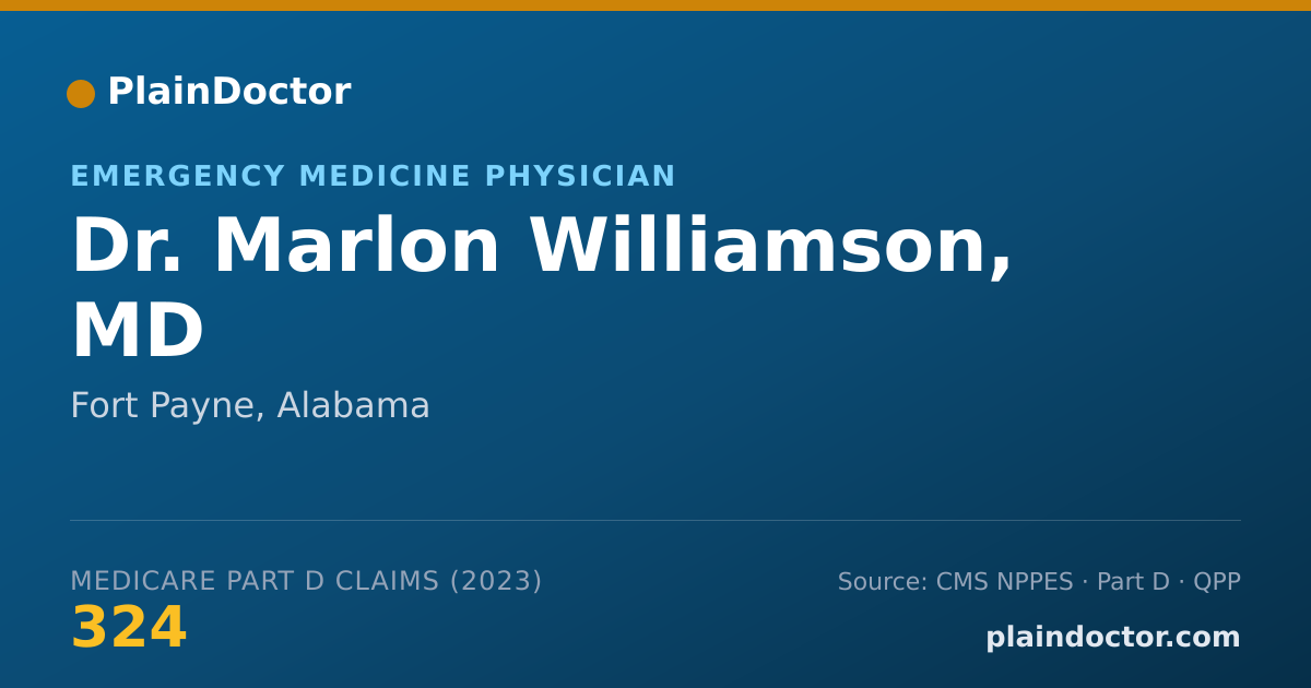 Shareable card for Marlon Williamson, MD - Emergency Medicine Physician, Fort Payne, AL