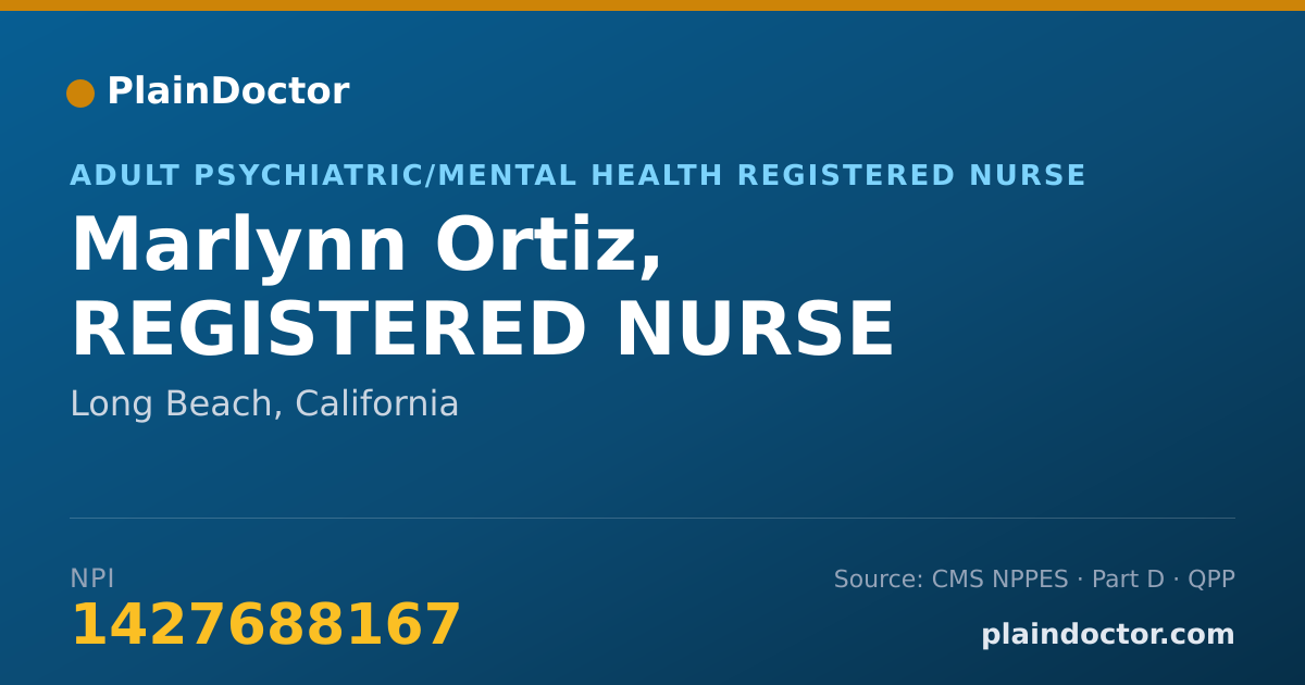 Shareable card for Marlynn Ortiz, REGISTERED NURSE - Adult Psychiatric/Mental Health Registered Nurse, Long Beach, CA