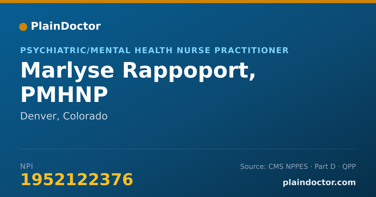 Shareable card for Marlyse Rappoport, PMHNP - Psychiatric/Mental Health Nurse Practitioner, Aurora, CO