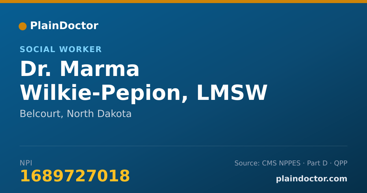 Shareable card for Marma Wilkie-Pepion, LMSW - Social Worker, Belcourt, ND