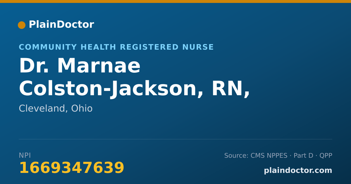 Shareable card for Marnae Colston-Jackson, RN, BSN, MHA, DNP - Community Health Registered Nurse, Cleveland, OH
