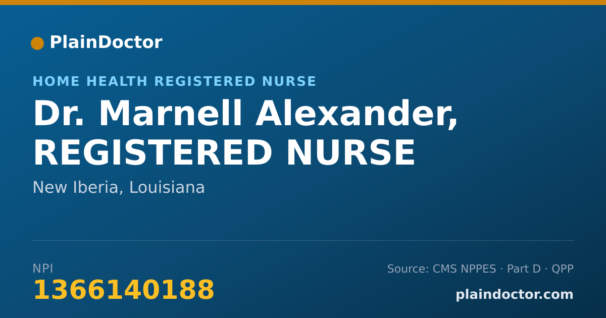 Shareable card for Marnell Alexander, REGISTERED NURSE - Home Health Registered Nurse, New Iberia, LA