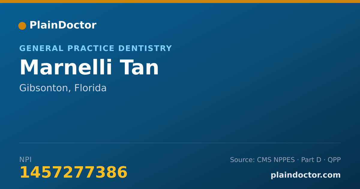 Shareable card for Marnelli Tan - General Practice Dentistry, Gibsonton, FL