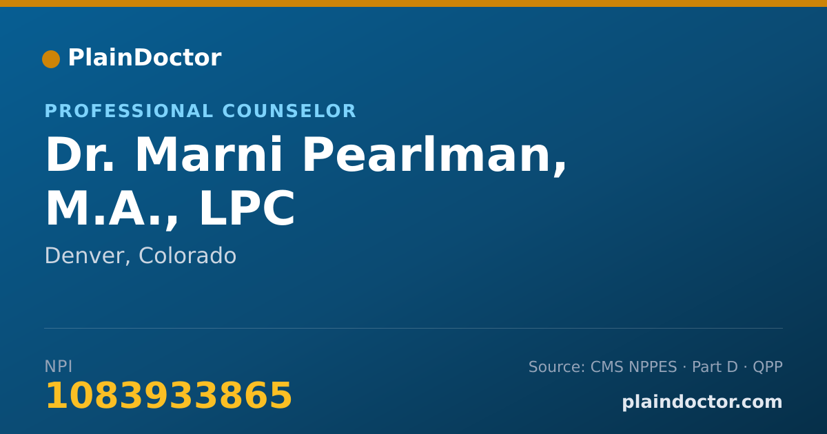 Shareable card for Marni Pearlman, M.A., LPC - Professional Counselor, Denver, CO