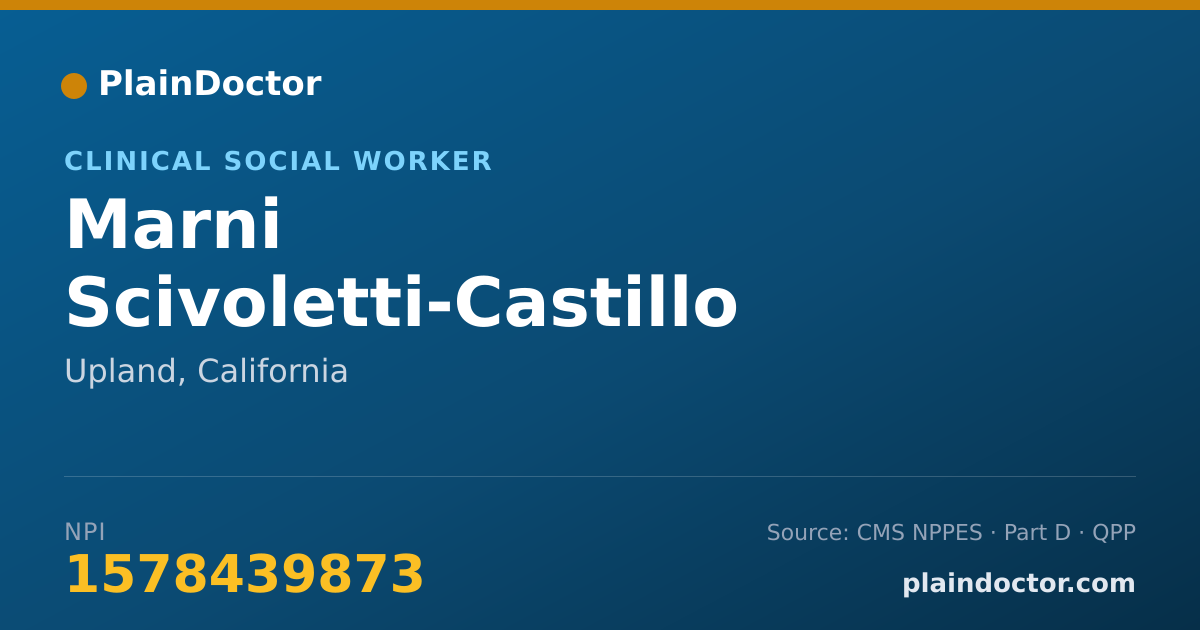 Shareable card for Marni Scivoletti-Castillo - Clinical Social Worker, Upland, CA