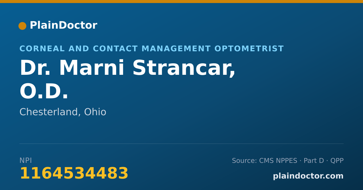 Shareable card for Marni Strancar, O.D. - Corneal and Contact Management Optometrist, Chesterland, OH