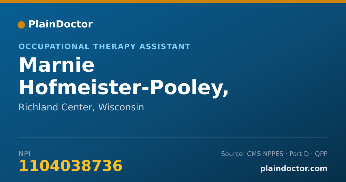 Shareable card for Marnie Hofmeister-Pooley, COTA - Occupational Therapy Assistant, Richland Center, WI
