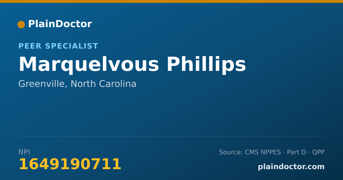 Shareable card for Marquelvous Phillips - Peer Specialist, Greenville, NC