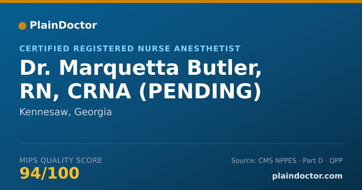 Shareable card for Marquetta Butler, RN, CRNA (PENDING) - Certified Registered Nurse Anesthetist, Kennesaw, GA