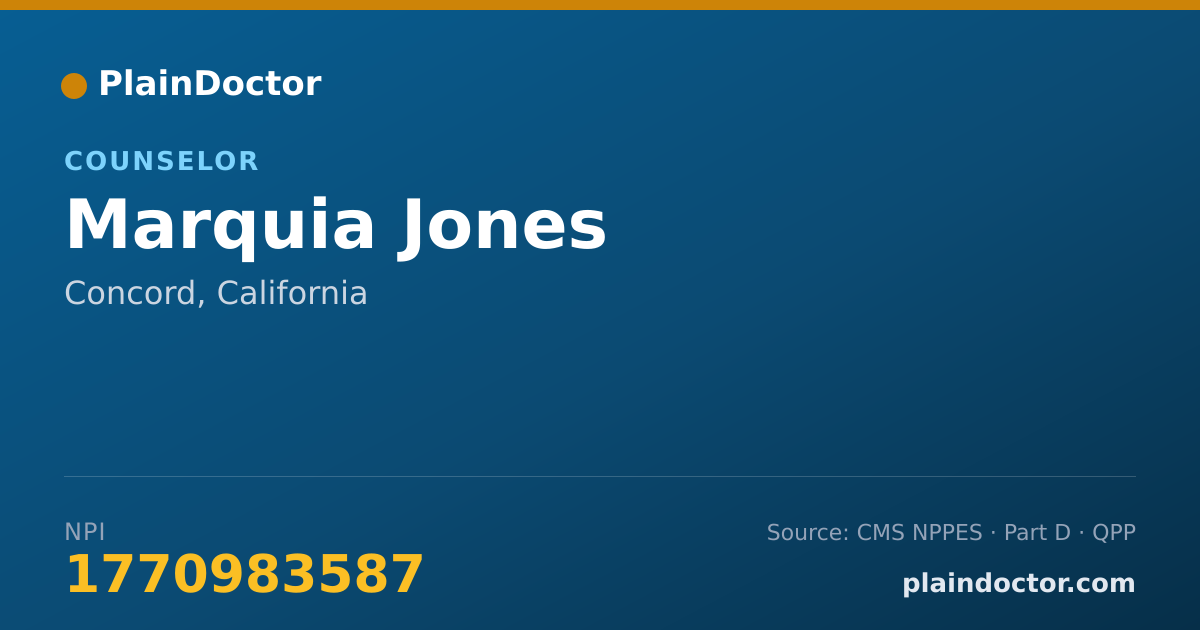 Shareable card for Marquia Jones - Counselor, Concord, CA