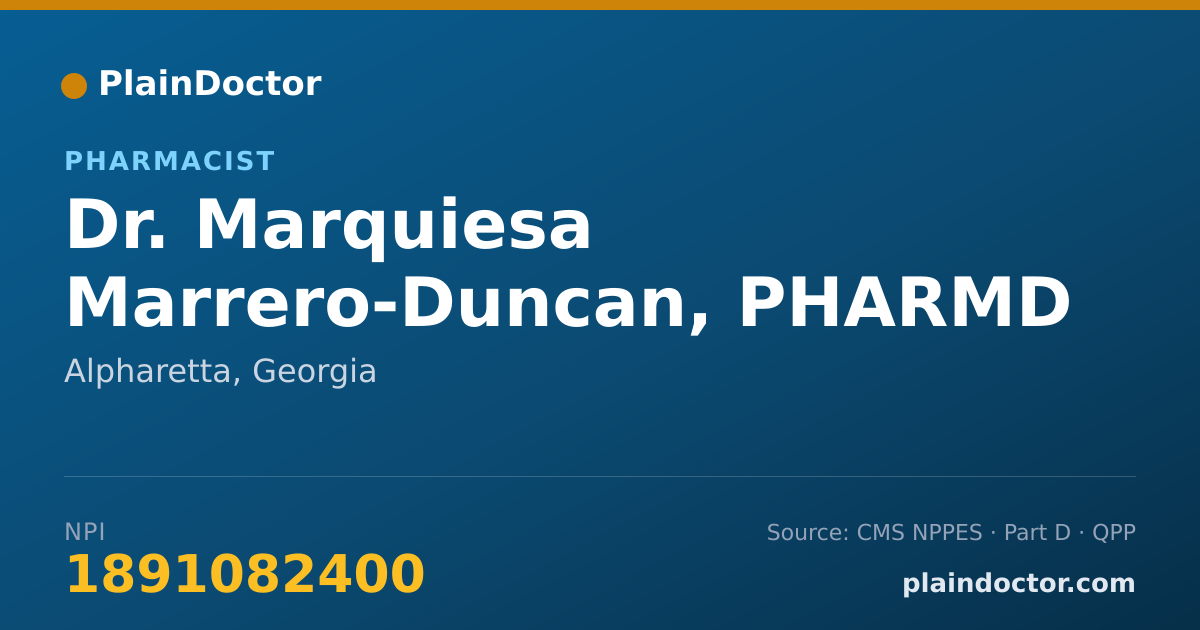 Shareable card for Marquiesa Marrero-Duncan, PHARMD - Pharmacist, Alpharetta, GA
