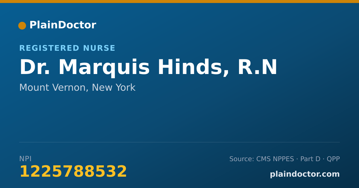 Shareable card for Marquis Hinds, R.N - Registered Nurse, Mount Vernon, NY