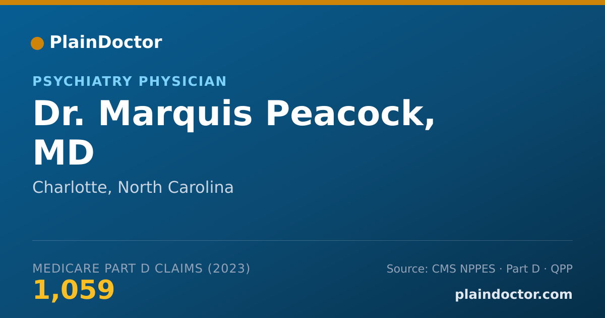 Shareable card for Marquis Peacock, MD - Psychiatry Physician, Charlotte, NC