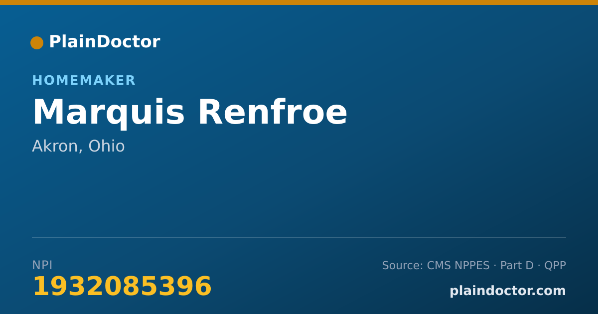 Shareable card for Marquis Renfroe - Homemaker, Akron, OH