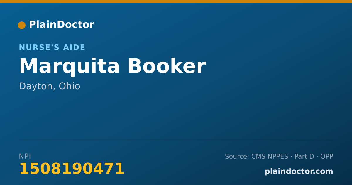 Shareable card for Marquita Booker - Nurse's Aide, Dayton, OH
