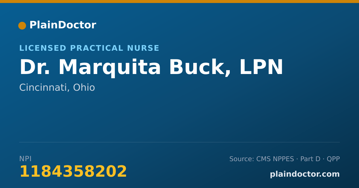 Shareable card for Marquita Buck, LPN - Licensed Practical Nurse, Cincinnati, OH