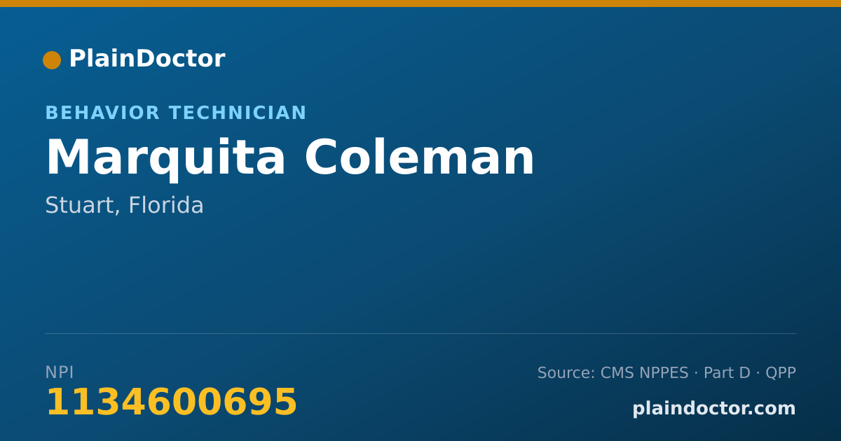 Shareable card for Marquita Coleman - Behavior Technician, Stuart, FL