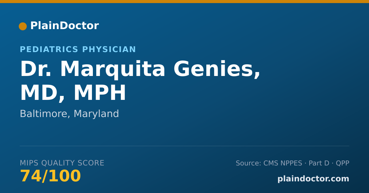 Shareable card for Marquita Genies, MD, MPH - Pediatrics Physician, Baltimore, MD