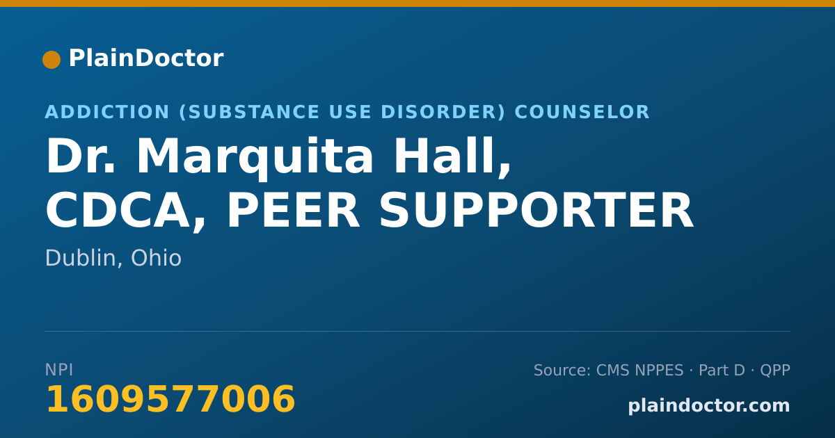 Shareable card for Marquita Hall, CDCA, PEER SUPPORTER - Addiction (Substance Use Disorder) Counselor, Dublin, OH