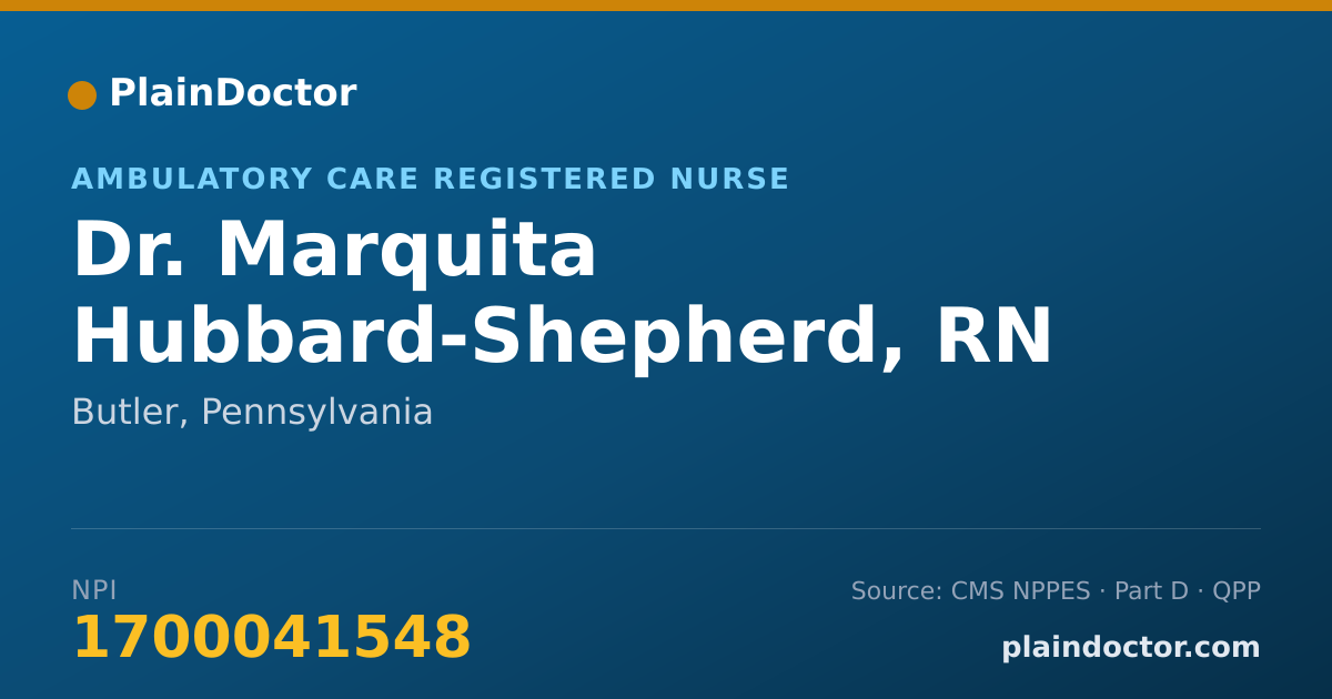 Shareable card for Marquita Hubbard-Shepherd, RN - Ambulatory Care Registered Nurse, Butler, PA
