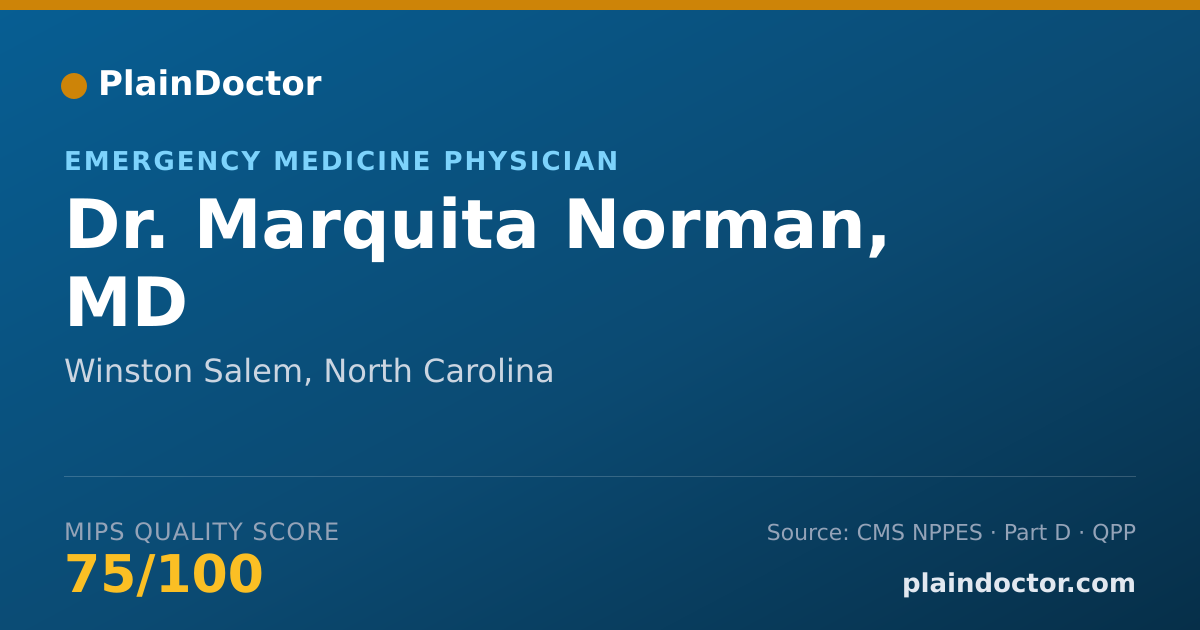 Shareable card for Marquita Norman, MD - Emergency Medicine Physician, Winston Salem, NC