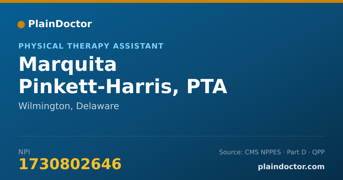 Shareable card for Marquita Pinkett-Harris, PTA - Physical Therapy Assistant, Wilmington, DE