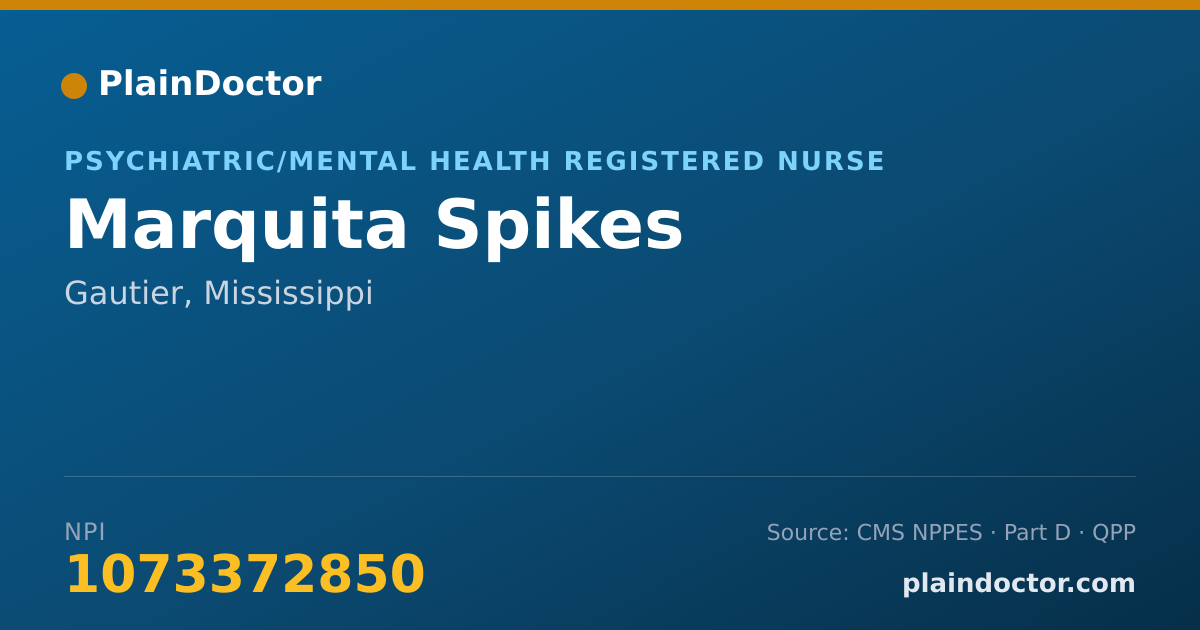 Shareable card for Marquita Spikes - Psychiatric/Mental Health Registered Nurse, Gautier, MS