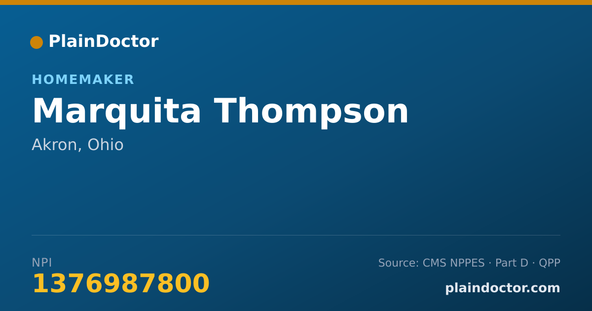 Shareable card for Marquita Thompson - Homemaker, Akron, OH