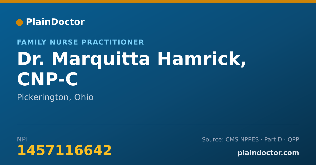 Shareable card for Marquitta Hamrick, CNP-C - Family Nurse Practitioner, Pickerington, OH