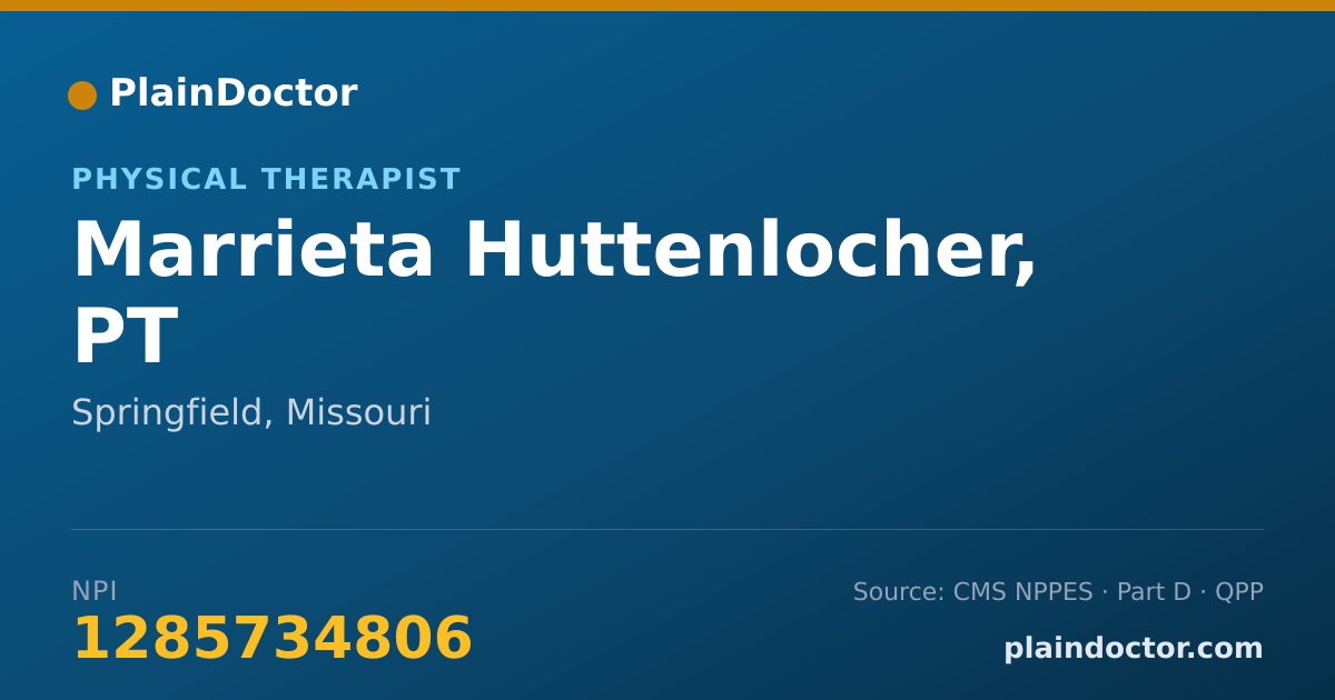Shareable card for Marrieta Huttenlocher, PT - Physical Therapist, Springfield, MO