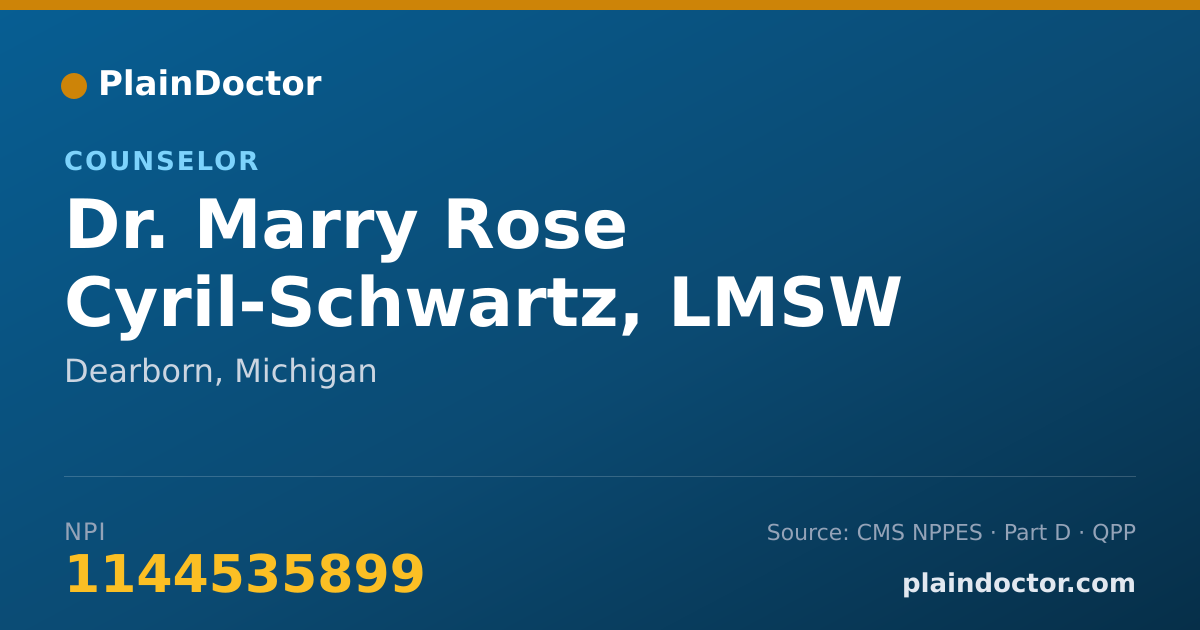Shareable card for Marry Rose Cyril-Schwartz, LMSW - Counselor, Dearborn, MI
