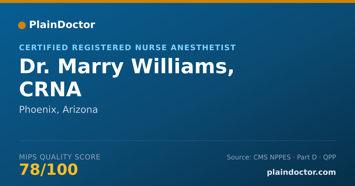 Shareable card for Marry Williams, CRNA - Certified Registered Nurse Anesthetist, Phoenix, AZ