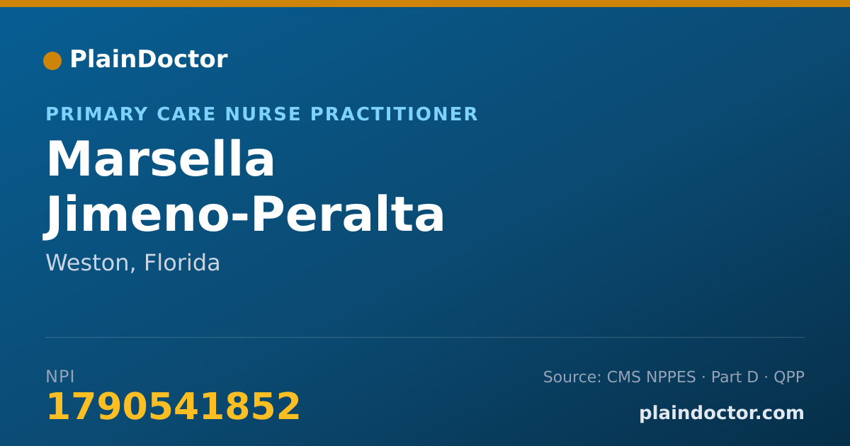 Shareable card for Marsella Jimeno-Peralta - Primary Care Nurse Practitioner, Weston, FL