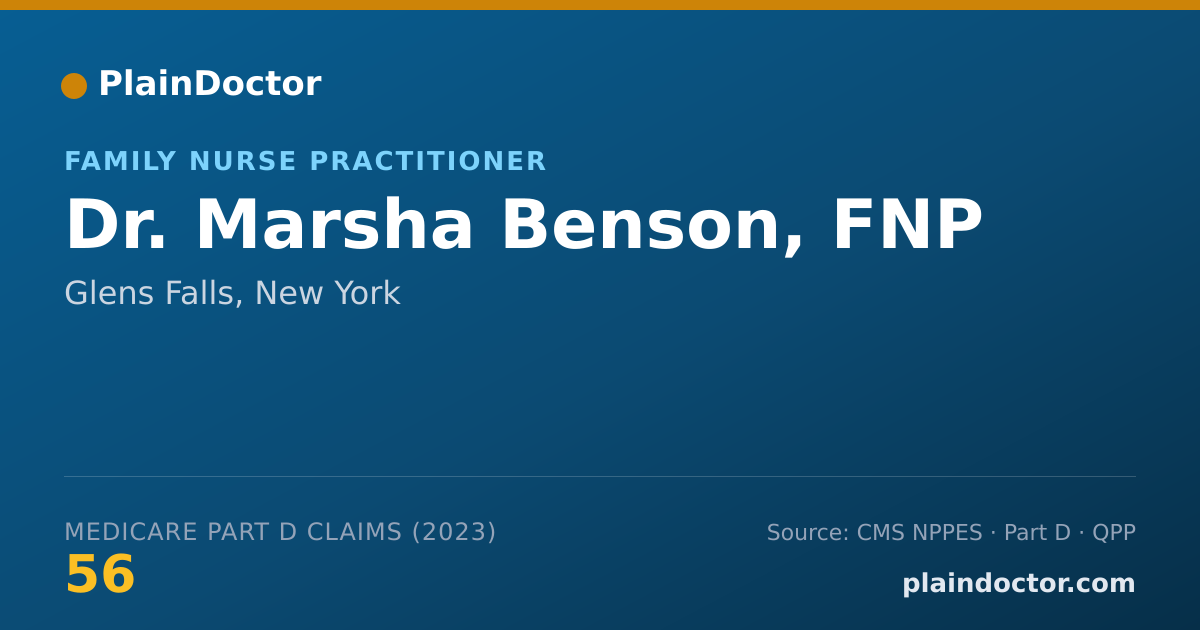 Shareable card for Marsha Benson, FNP - Family Nurse Practitioner, Glens Falls, NY