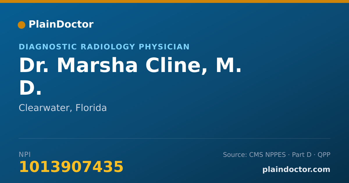 Shareable card for Marsha Cline, M. D. - Diagnostic Radiology Physician, Clearwater, FL
