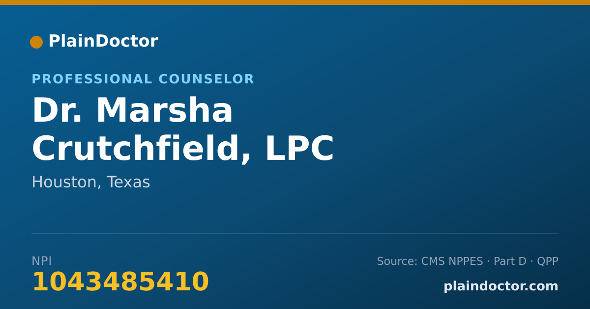 Shareable card for Marsha Crutchfield, LPC - Professional Counselor, Houston, TX