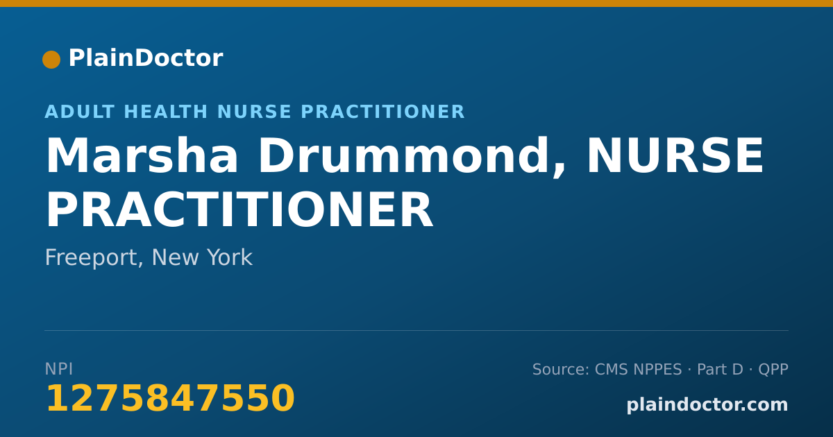 Shareable card for Marsha Drummond, NURSE PRACTITIONER - Adult Health Nurse Practitioner, Freeport, NY