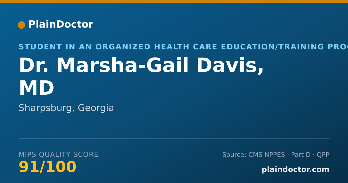 Shareable card for Marsha-Gail Davis, MD - Student in an Organized Health Care Education/Training Program, Sharpsburg, GA