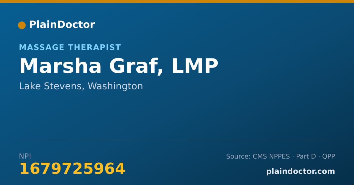 Shareable card for Marsha Graf, LMP - Massage Therapist, Lake Stevens, WA