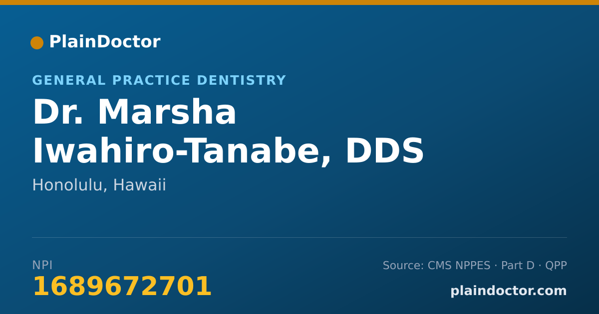 Shareable card for Marsha Iwahiro-Tanabe, DDS - General Practice Dentistry, Honolulu, HI