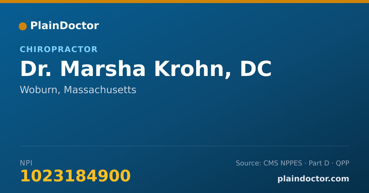 Shareable card for Marsha Krohn, DC - Chiropractor, Woburn, MA