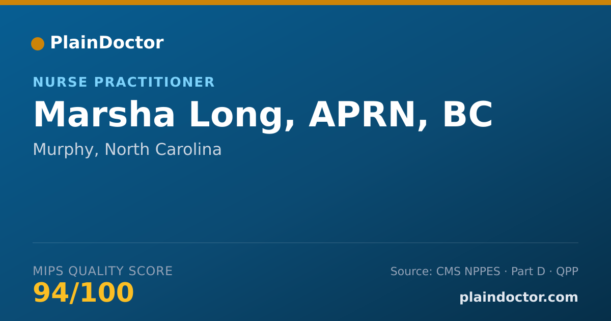 Shareable card for Marsha Long, APRN, BC - Nurse Practitioner, Murphy, NC