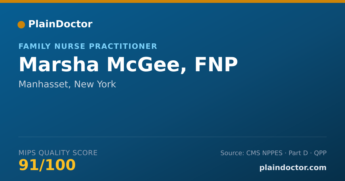 Shareable card for Marsha McGee, FNP - Family Nurse Practitioner, Manhasset, NY