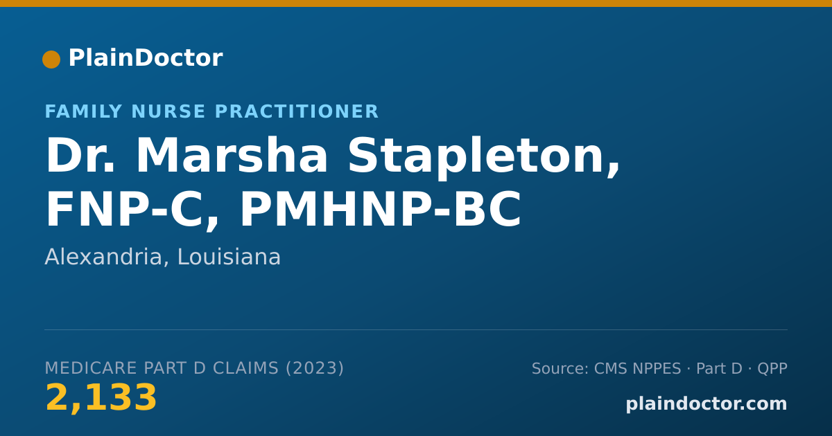 Shareable card for Marsha Stapleton, FNP-C, PMHNP-BC - Family Nurse Practitioner, Alexandria, LA
