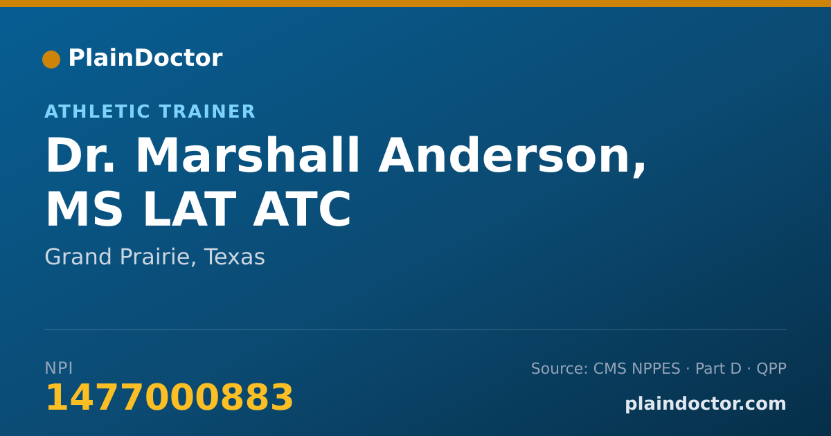 Shareable card for Marshall Anderson, MS LAT ATC - Athletic Trainer, Grand Prairie, TX