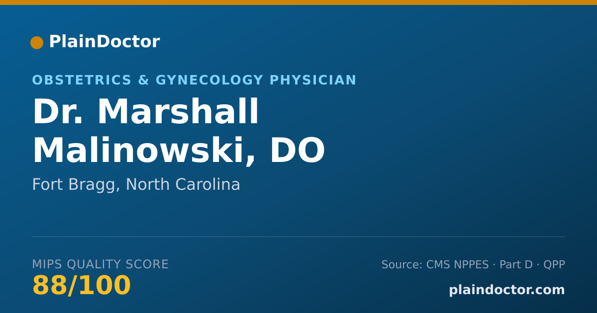 Shareable card for Marshall Malinowski, DO - Obstetrics & Gynecology Physician, Fort Bragg, NC